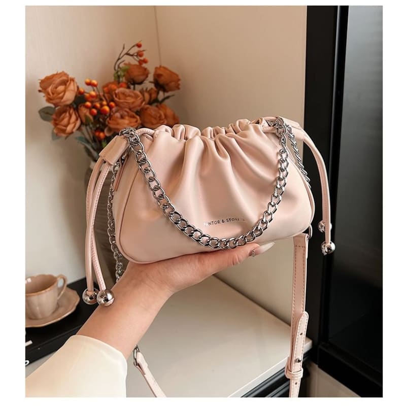 Drawstring Chain Crossbody Bag