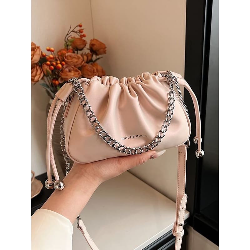 Drawstring Chain Crossbody Bag