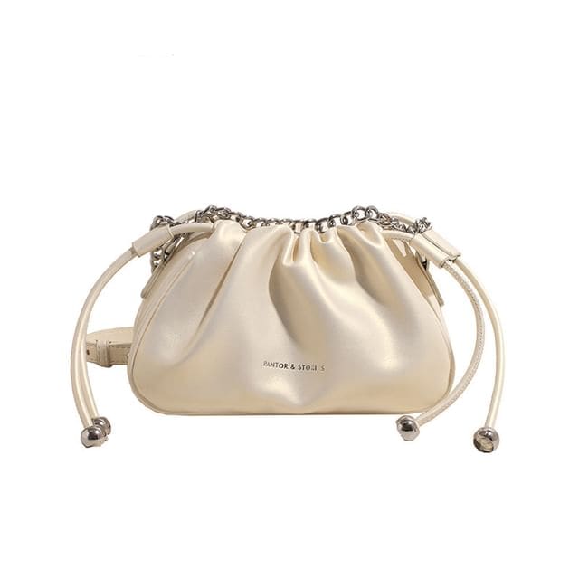 Drawstring Chain Crossbody Bag - White / One Size