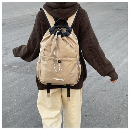 Drawstring Multi-Pocket Backpack