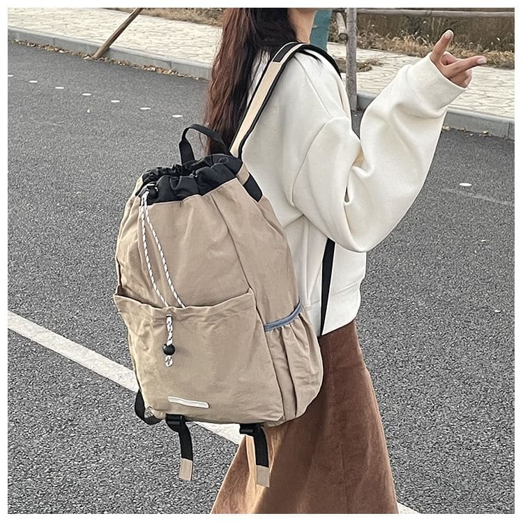 Drawstring Multi-Pocket Backpack