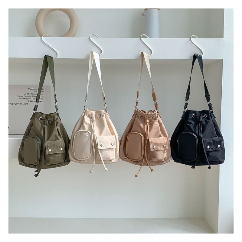 Drawstring Nylon Bucket Bag