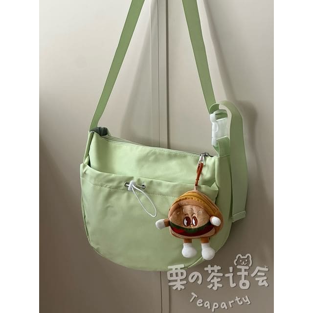 Drawstring Plain Hobo Bag / Bag Charm / Set