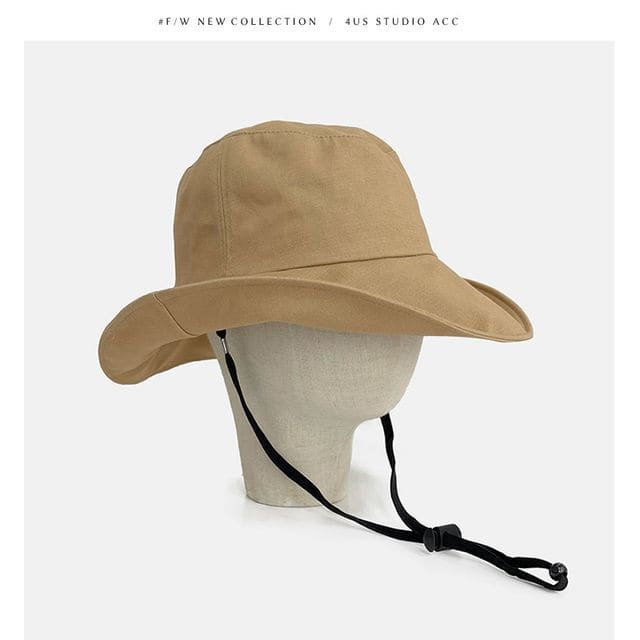 Drawstring Sun Hat - Khaki / M