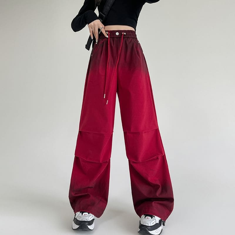 Drawstring Waist Gradient Wide Leg Pants