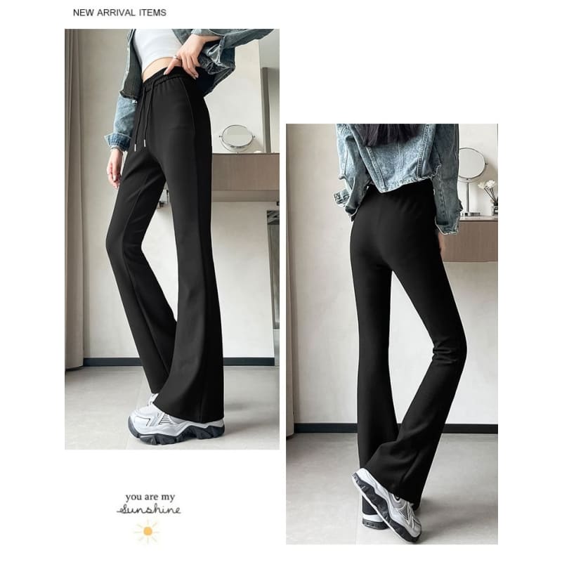 Drawstring Waist Plain Flared Pants (Various Designs)