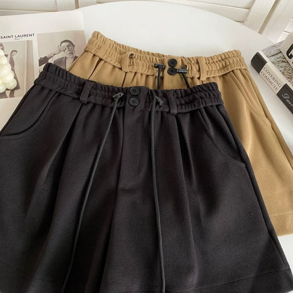 Drawstring Waist Plain Shorts