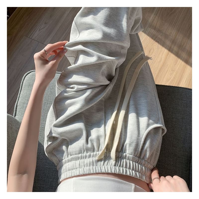 Drawstring Waist Plain Wide Leg Sweatpants