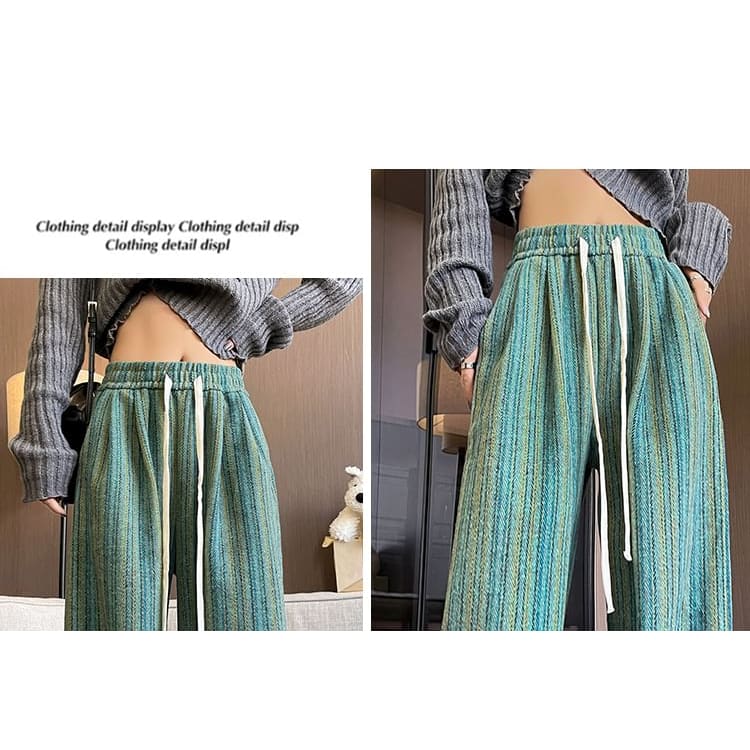 Drawstring Waist Striped Loose Fit Pants