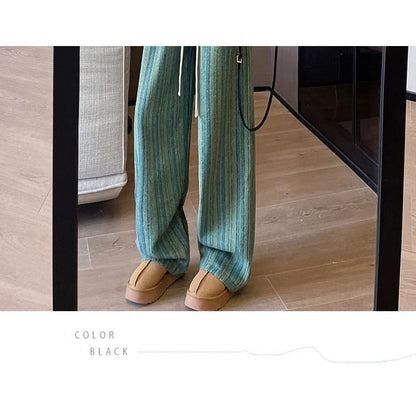 Drawstring Waist Striped Loose Fit Pants