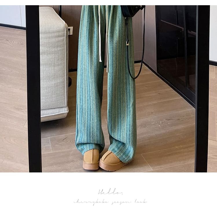 Drawstring Waist Striped Loose Fit Pants