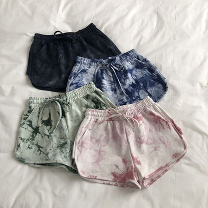 Drawstring Waist Tie Dye Shorts