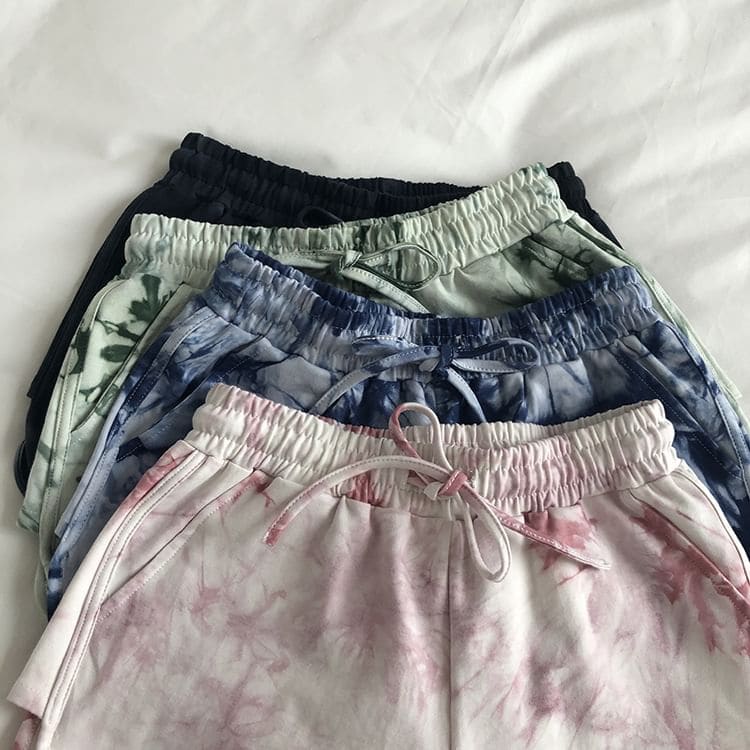 Drawstring Waist Tie Dye Shorts