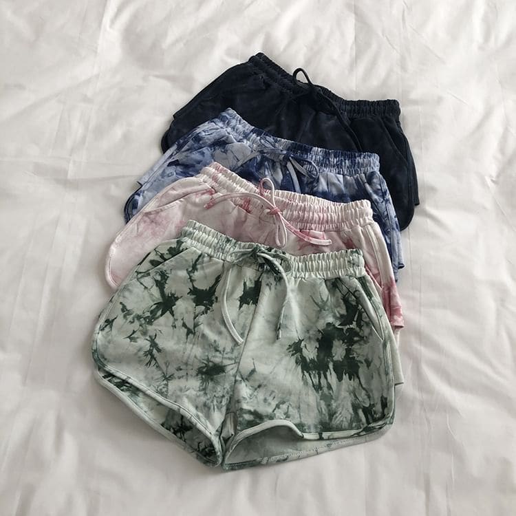 Drawstring Waist Tie Dye Shorts