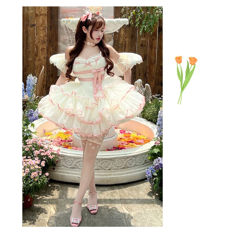 Dreamy Kawaii Pastel Pink Ruffles Lolita Dress ON723 - dress