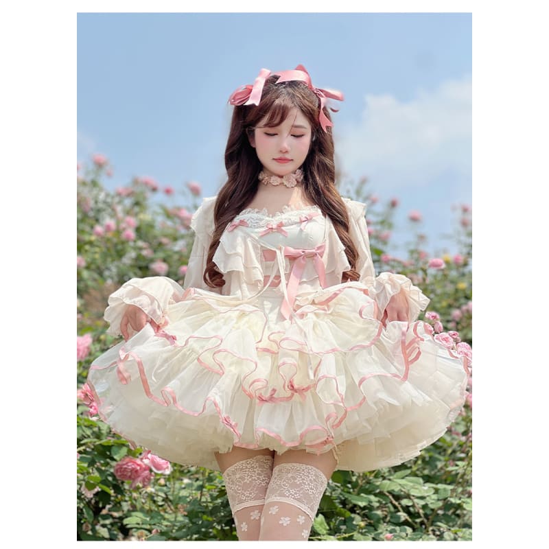 Dreamy Kawaii Pastel Pink Ruffles Lolita Dress ON723 - dress