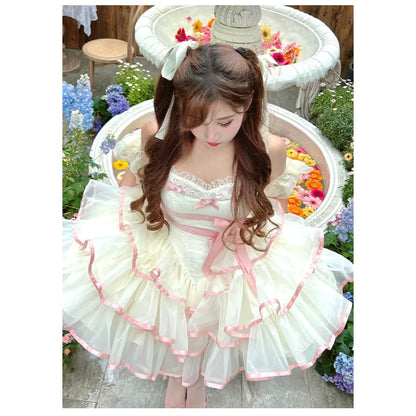 Dreamy Kawaii Pastel Pink Ruffles Lolita Dress ON723 - dress