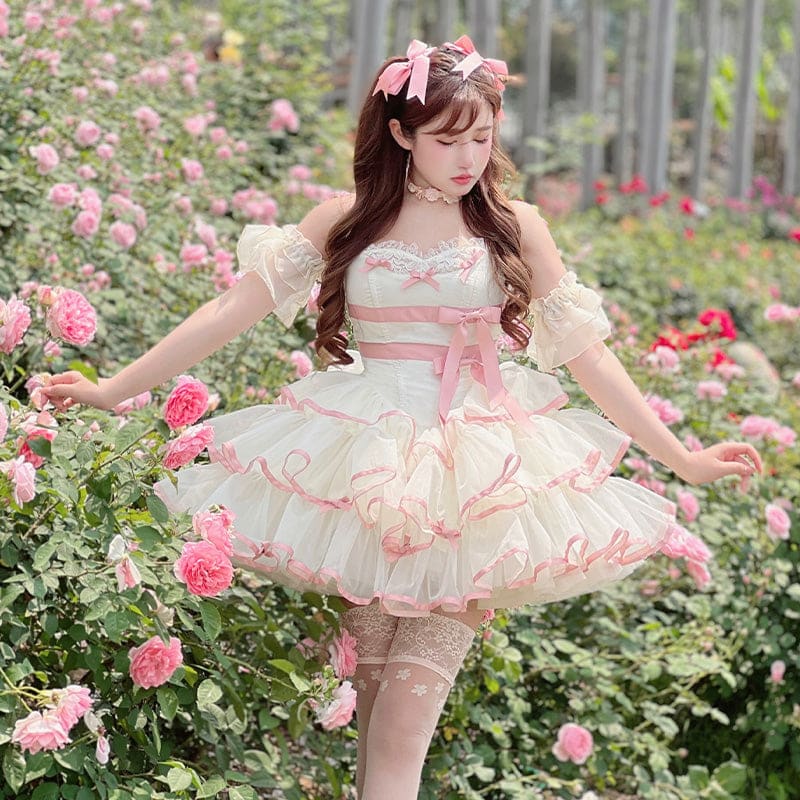 Dreamy Kawaii Pastel Pink Ruffles Lolita Dress ON723 - dress