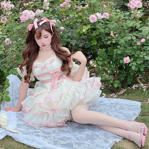 women's pastel pink kawaii dress Dreamy Kawaii Pastel Pink Ruffles Lolita Dress ON723 – KawaiiMoriStore