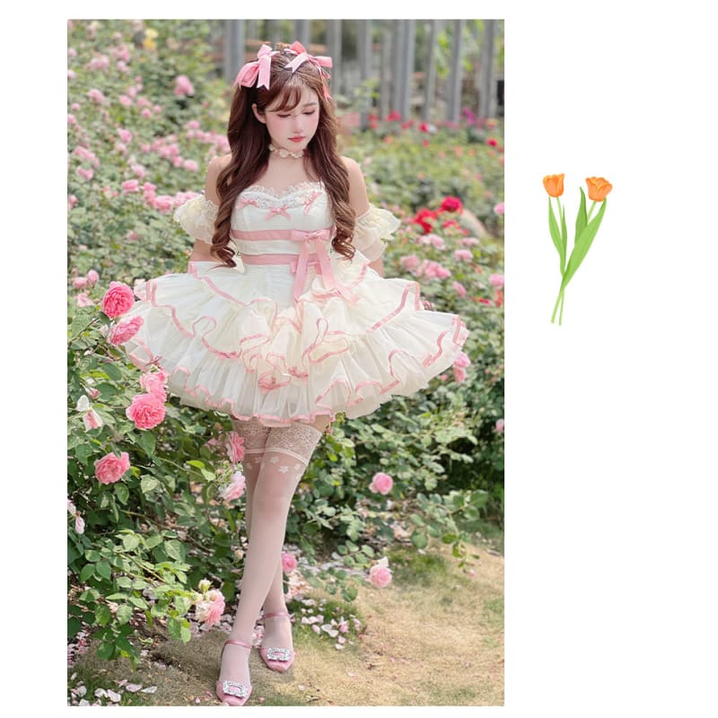 Dreamy Kawaii Pastel Pink Ruffles Lolita Dress ON723 - dress