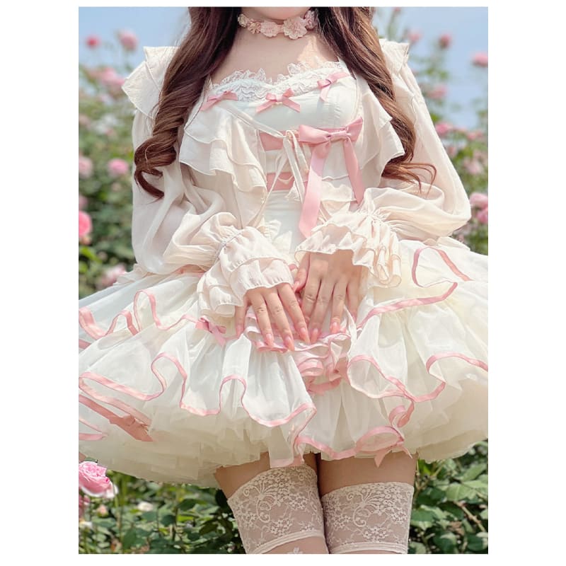 Dreamy Kawaii Pastel Pink Ruffles Lolita Dress ON723 - dress