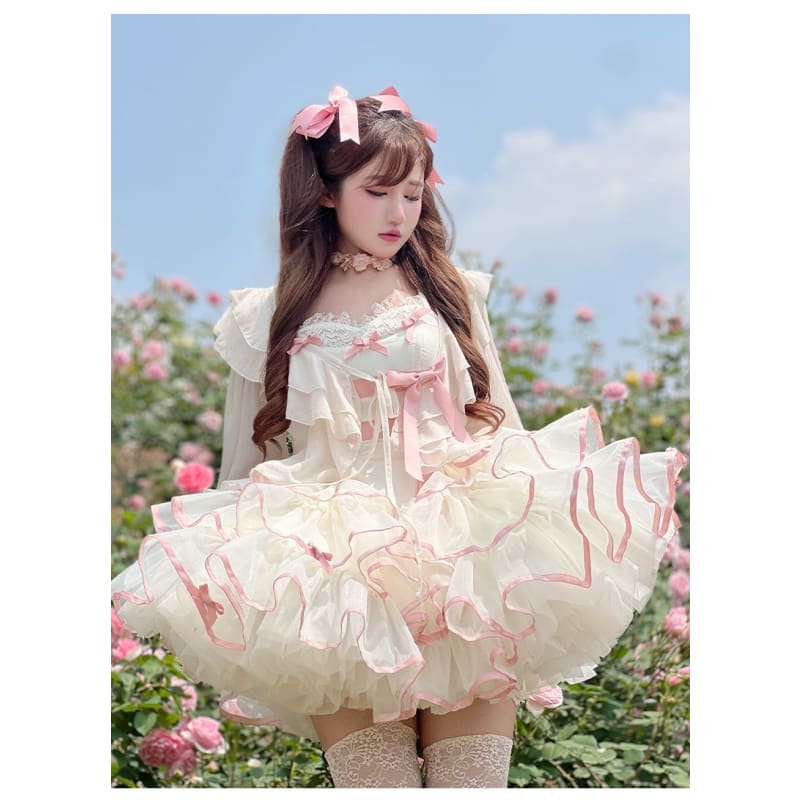 Dreamy Kawaii Pastel Pink Ruffles Lolita Dress ON723 - dress