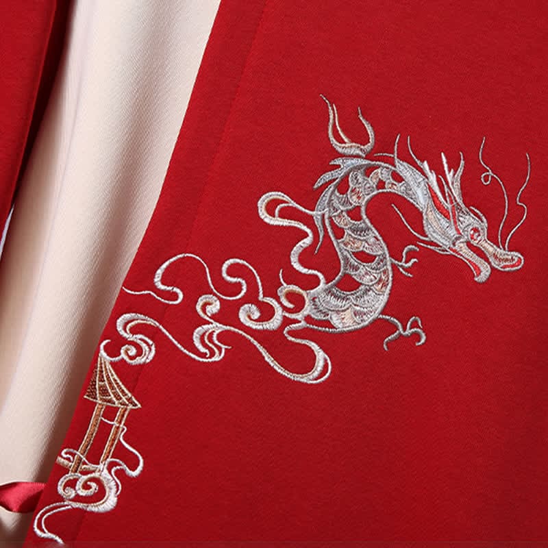 Drogon Embroidery Lace Up Plush Hooded Sweatshirt Dress