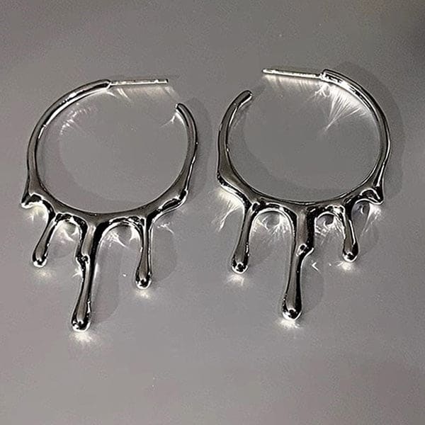 Drop Hoop Earrings - Standart / Silver - earrings