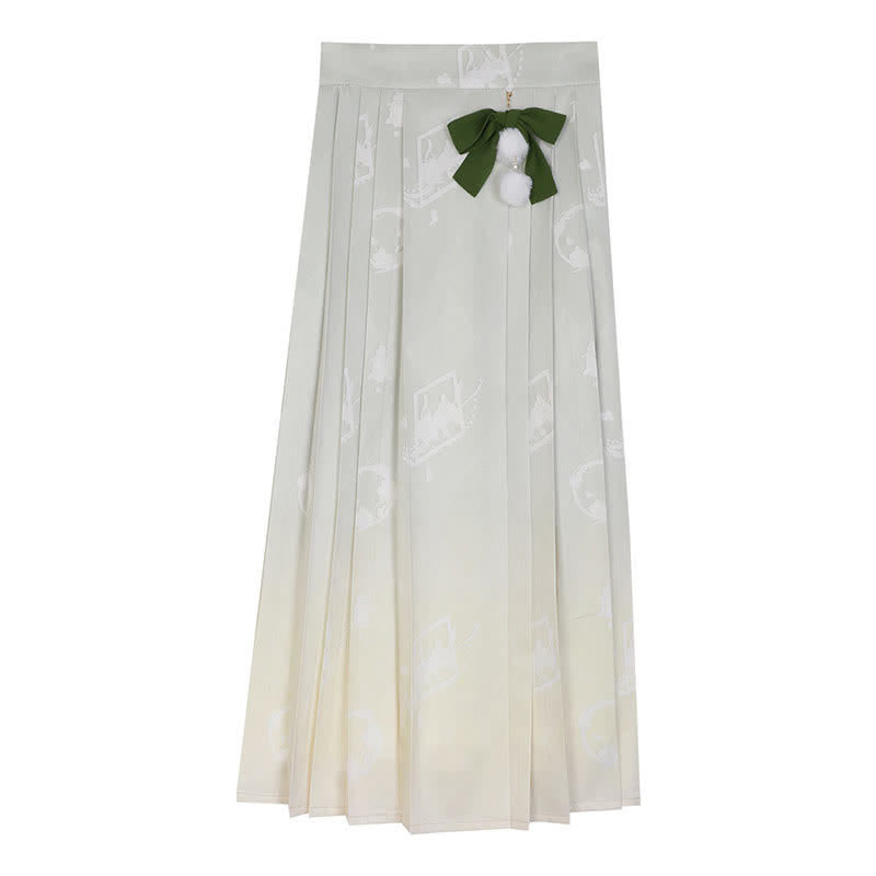 Vintage Vest Chiffon T-Shirt Pleated Skirt - Skirt / S