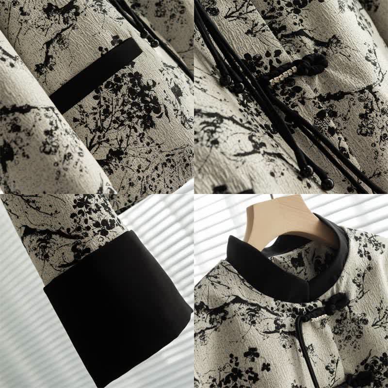 Vintage Floral Print Buckle Long Sleeve Shirt Vest