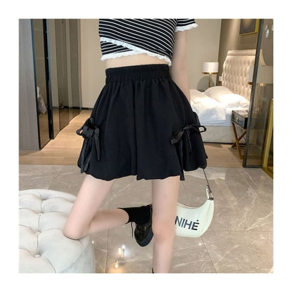 Elastic Waist Plain Bow Shorts