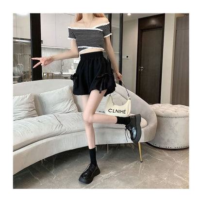 Elastic Waist Plain Bow Shorts