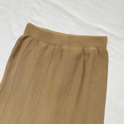 Elastic Waist Plain Midi Mermaid Knit Skirt