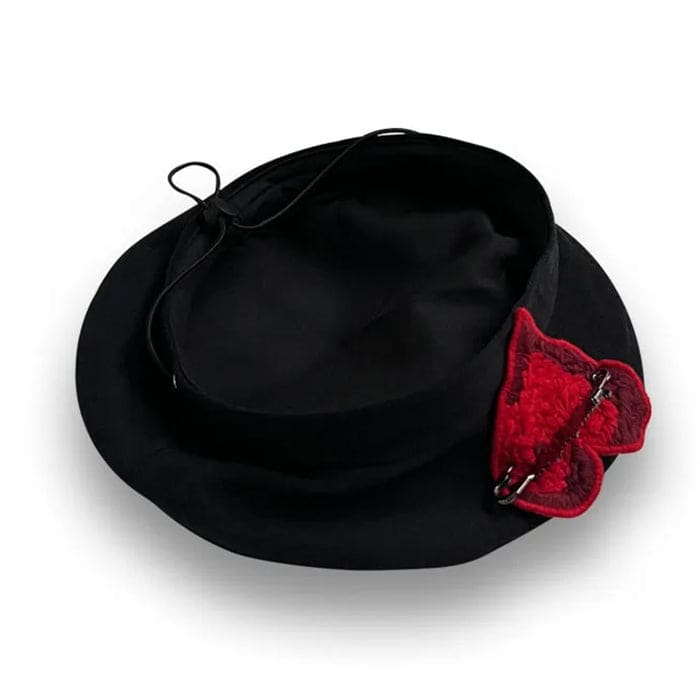 Elegant Black Heart Beret - Standart / Black - Hats