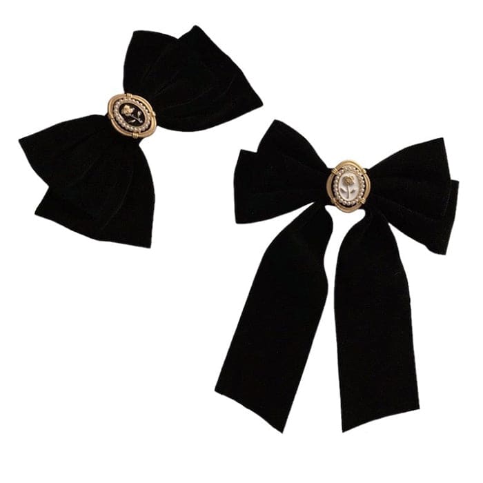 Elegant Black Velvet Hair Bow - Other