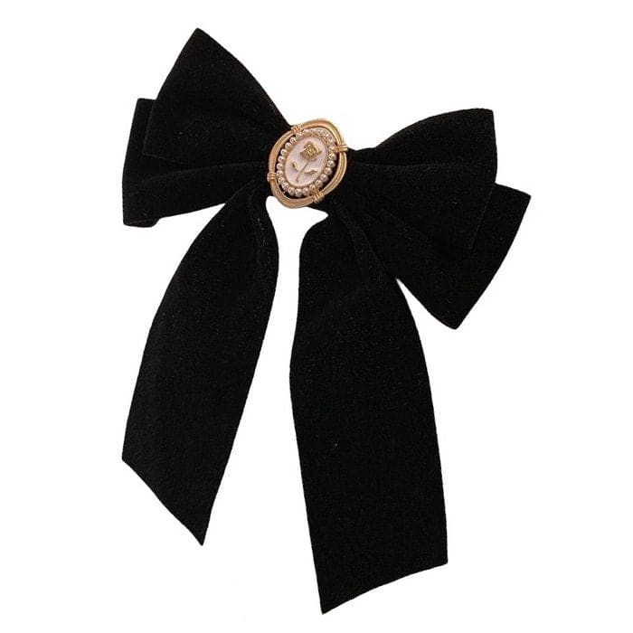 Elegant Black Velvet Hair Bow - Other