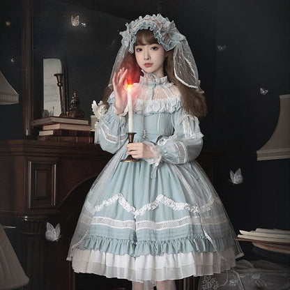 Elegant Blue Lace Lolita Dress MK17637