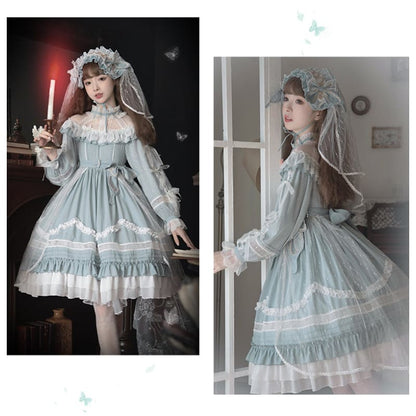 Elegant Blue Lace Lolita Dress MK17637