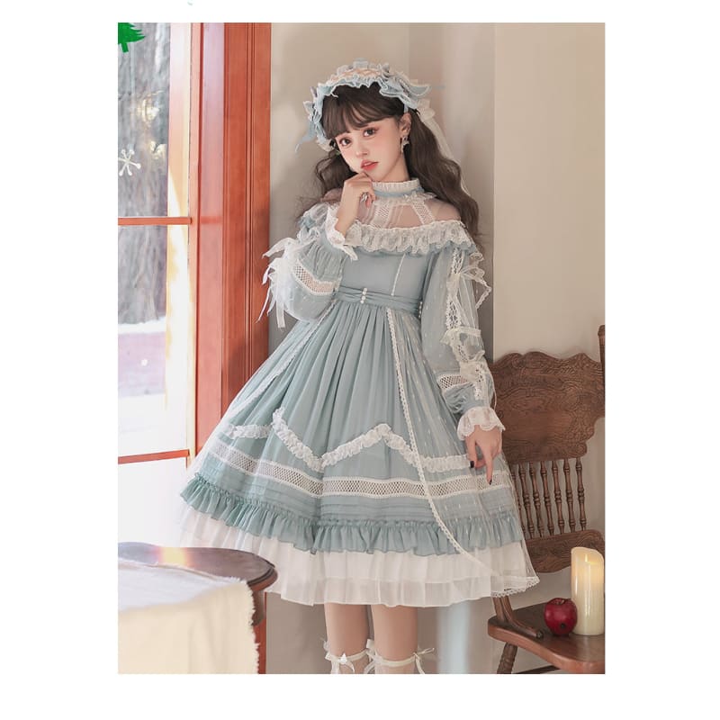 Elegant Blue Lace Lolita Dress MK17637