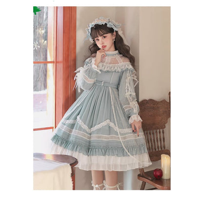 Elegant Blue Lace Lolita Dress MK17637