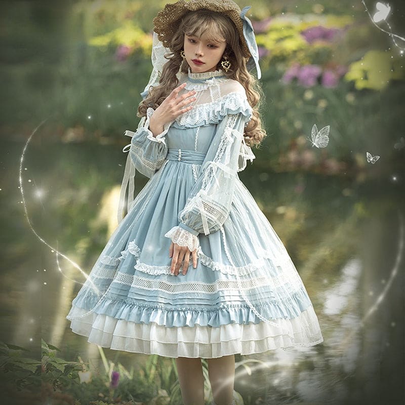 Elegant Blue Lace Lolita Dress MK17637