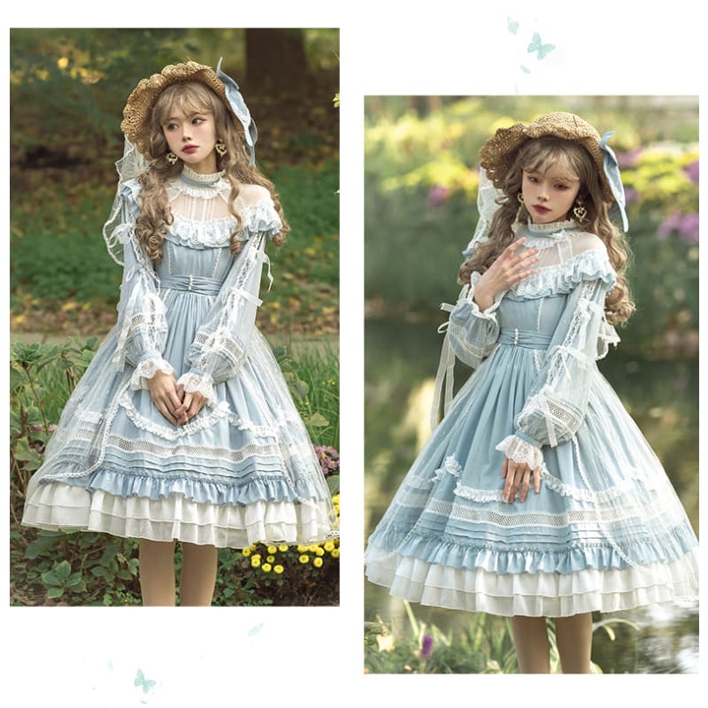 Elegant Blue Lace Lolita Dress MK17637