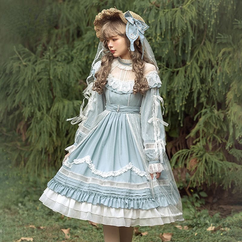 Elegant Blue Lace Lolita Dress MK17637