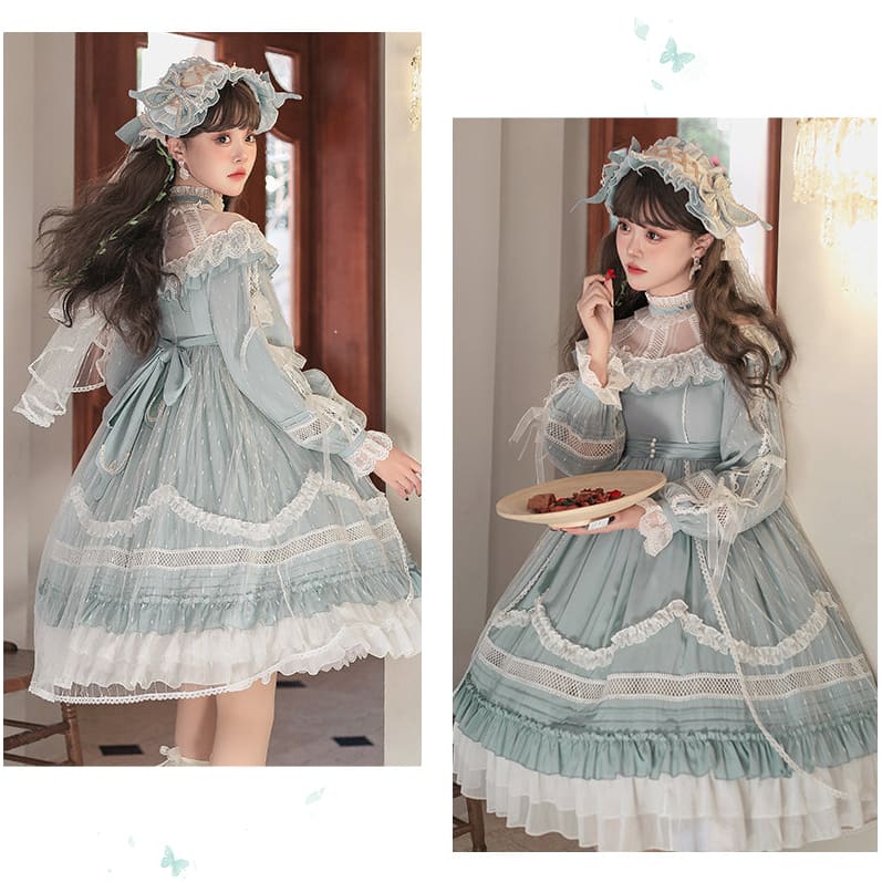 Elegant Blue Lace Lolita Dress MK17637