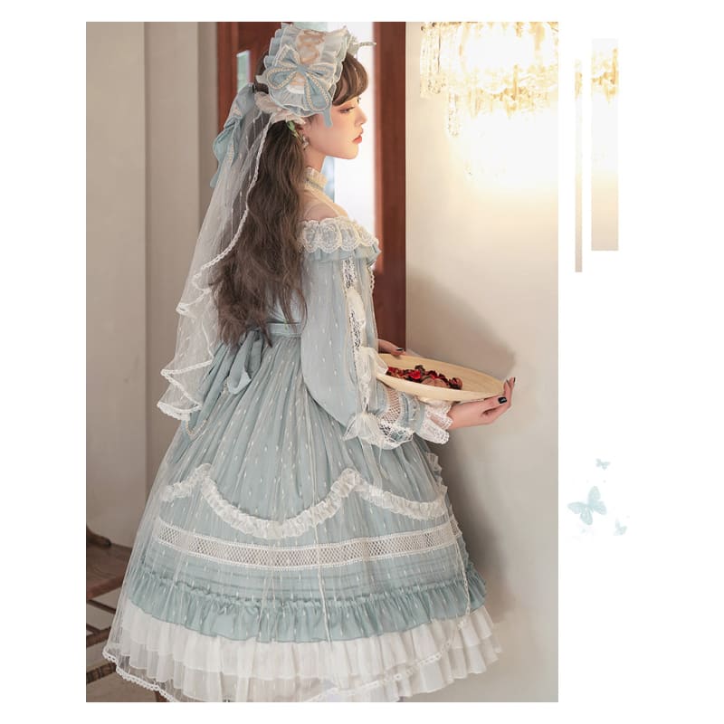 Elegant Blue Lace Lolita Dress MK17637