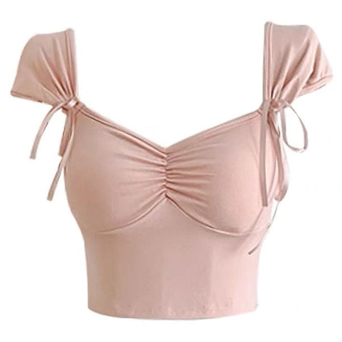 Elegant Bow Bra Crop Top - Free Size / Pink - Tops