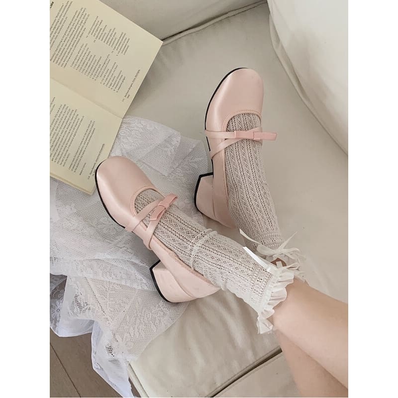 Elegant Bow Mary Jane Shoes - Mary Jane platform shoes