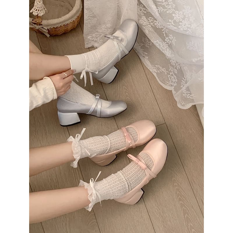 Elegant Bow Mary Jane Shoes - Mary Jane platform shoes