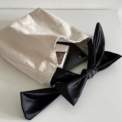 Elegant Bow-Tie Mini Bag - Standart / White/black - Handbags