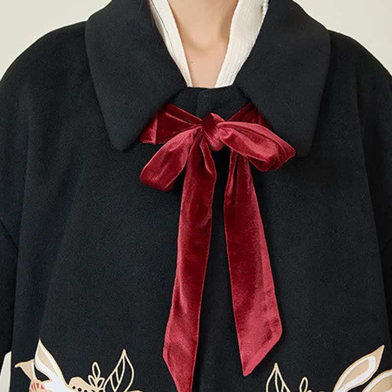 Elegant Bunny Embroideried Coat Shirt Floral High Waist